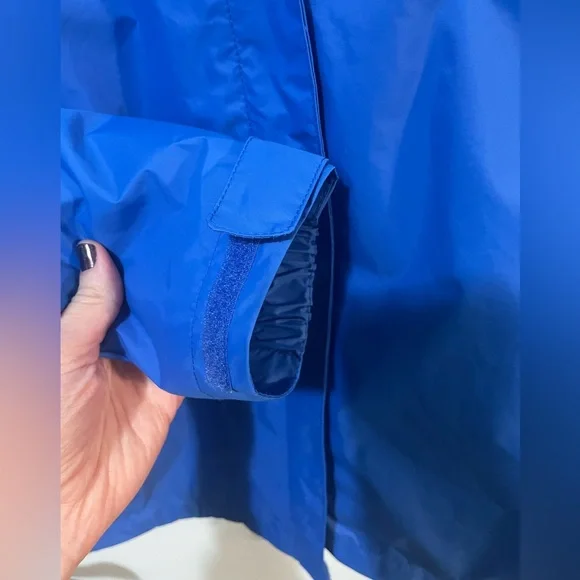 Columbia Bright Blue Hooded Rain Jacket Mesh Lining Sz M - Picture 6 of 9